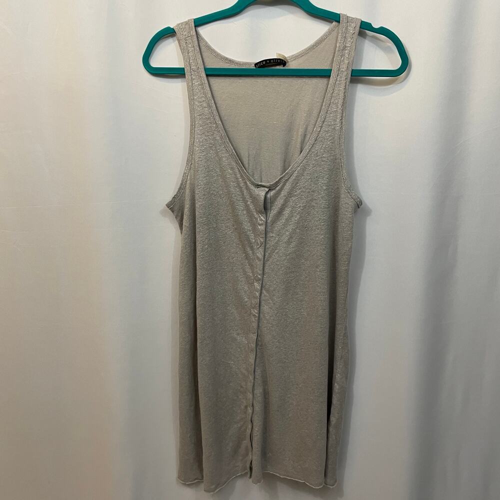 Alice + Olivia Silver Tank Tunic Top Adjustable DIY Snaps Back & Front Small